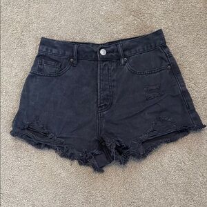 PacSun Black Jean Shorts Distressed Frayed Hem